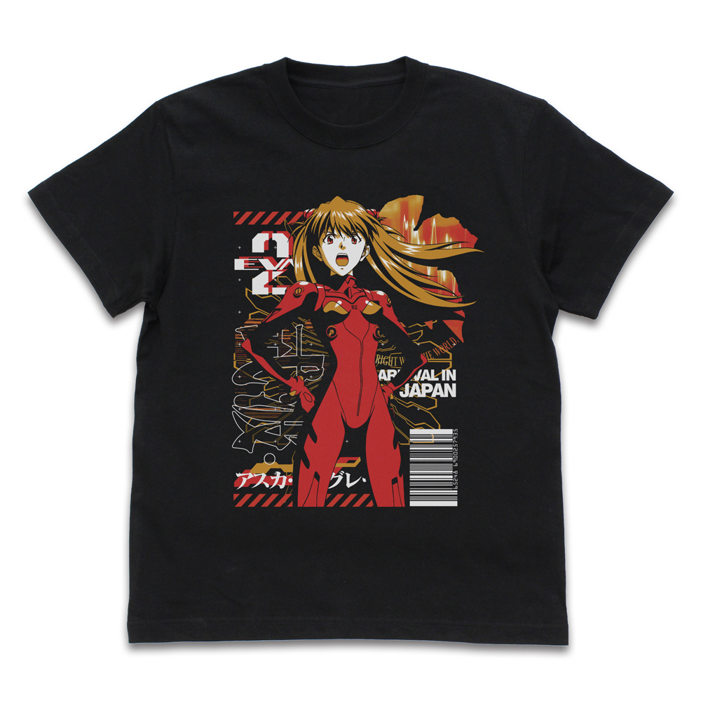 EVA2号機パイロット アスカ Tシャツ BLACK