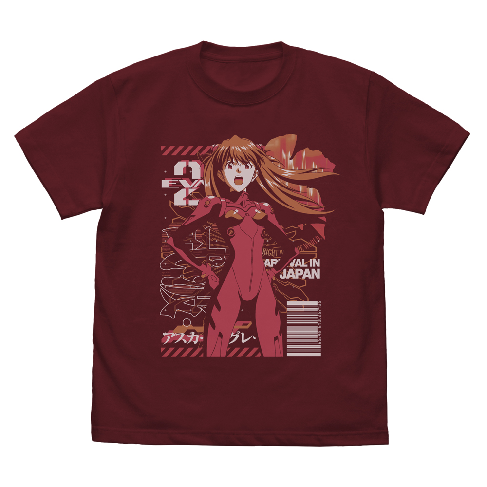 EVA2号機パイロット アスカ Tシャツ BURGUNDY